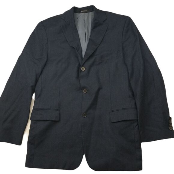 Hugo Boss Blazer Mens 40S Blue Three Button  Lane Borgosesia Wool Suit‎ Jacket - Picture 1 of 14